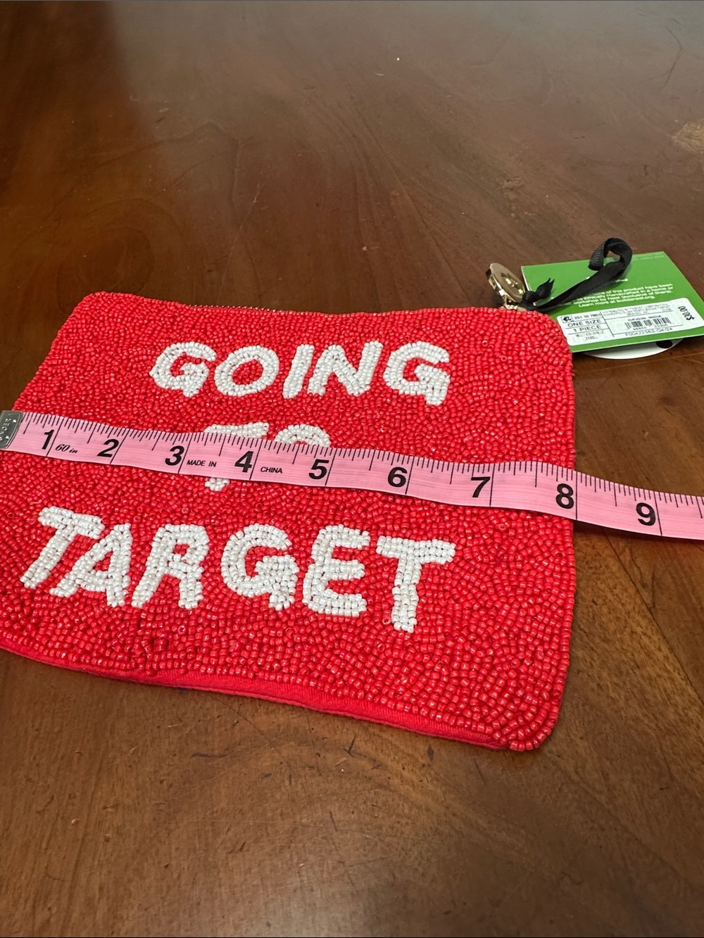 kate spade red beaded 'GOING TO TARGET' pouch wristlet - Picture 3 of 10